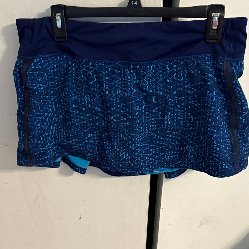 Navy Patterned Athletic Skort & Sports Bra